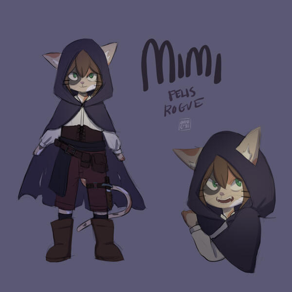 D&amp;D Character Design | a design made for a D&amp;D character named Mimi, a mischievous felis rogue | Software: Procreate
