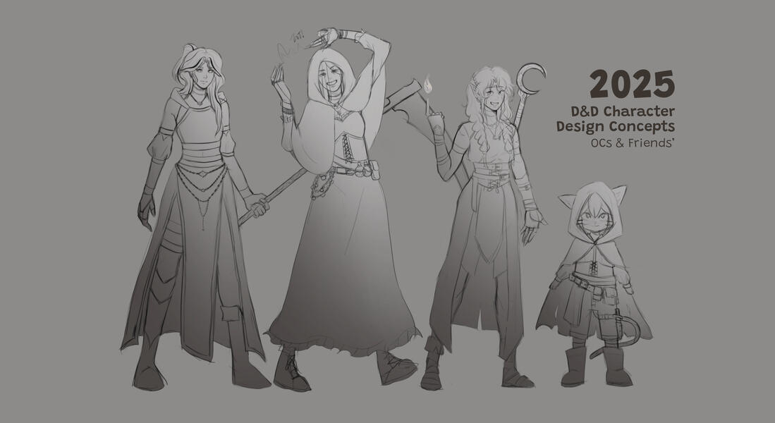 Character Design | D&amp;D Character Design Concept Sketches of OCs &amp; Friends' Characters