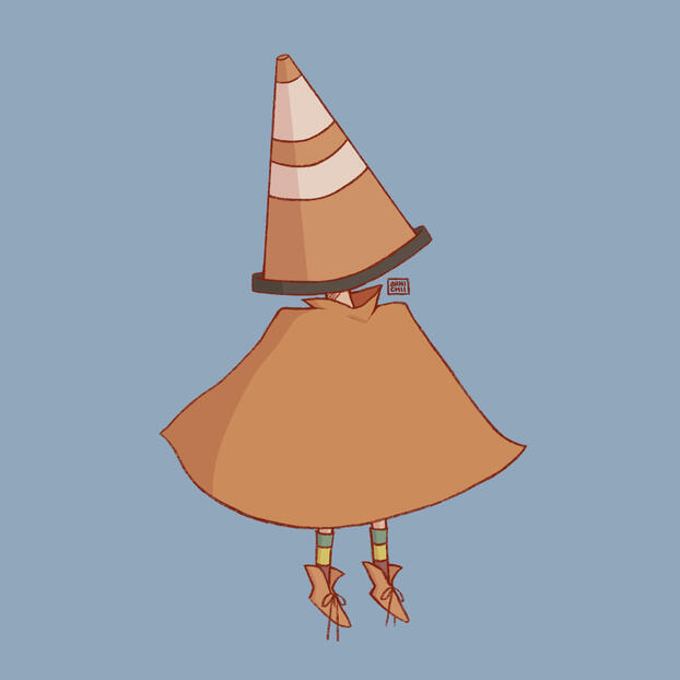 [2024JAN22] Illustration | Traffic Kid; the first in a short series I call The Headless Kids, inspired by the little characters of Little Nightmares | Software Used: Procreate